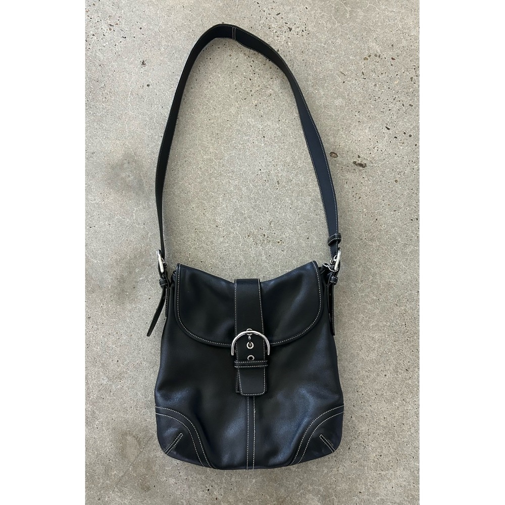 COACH Y2K Soho Black Leather Shoulder Bag 9481 Buckle Crossbody Adjustable Strap